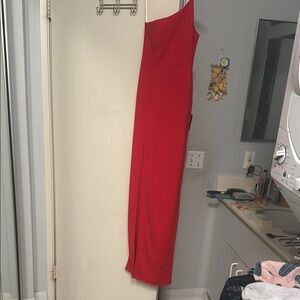 Lulu's Red Spaghetti Strap Sleeveless Gown